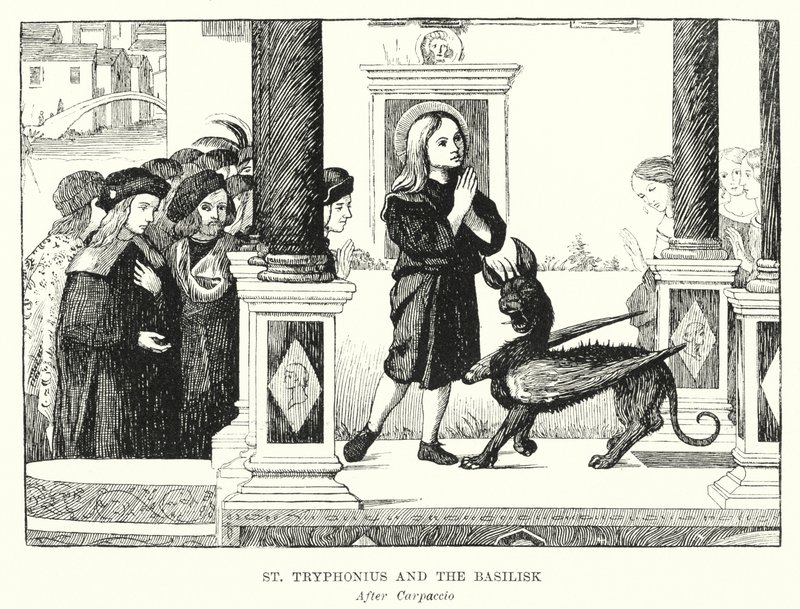 St. Tryphonius und der Basilisk (Stich) von Vittore (after) Carpaccio