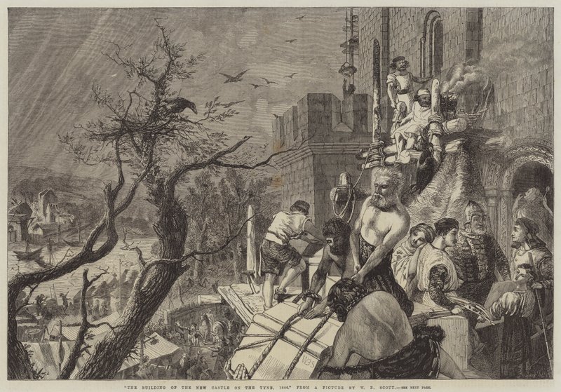 Der Bau des neuen Schlosses am Tyne, 1080 von W. Bell Scott