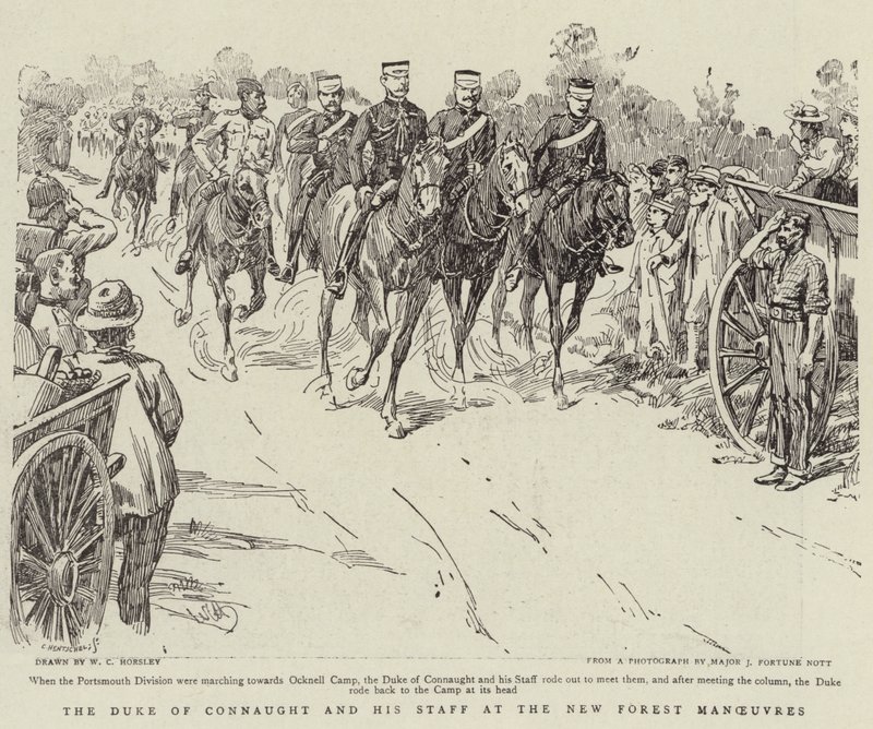 Der Herzog von Connaught und sein Stab bei den Manövern im New Forest von Walter Charles Horsley