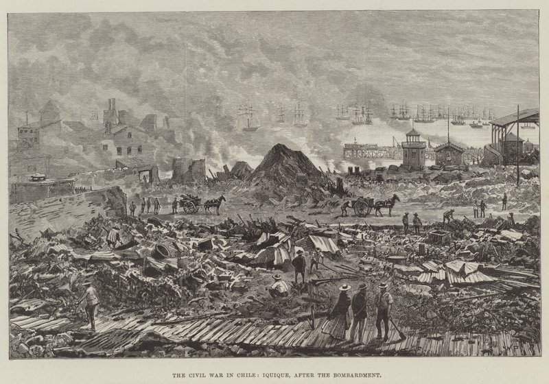 Der Bürgerkrieg in Chile, Iquique, nach der Bombardierung von Walter Paget
