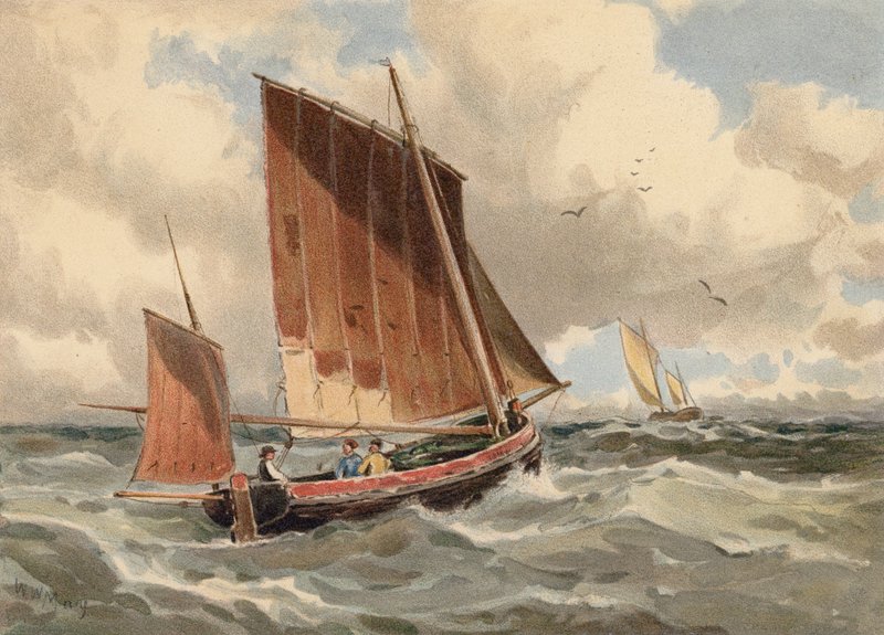 Französischer Lugger fährt aufs Meer hinaus von Walter William May