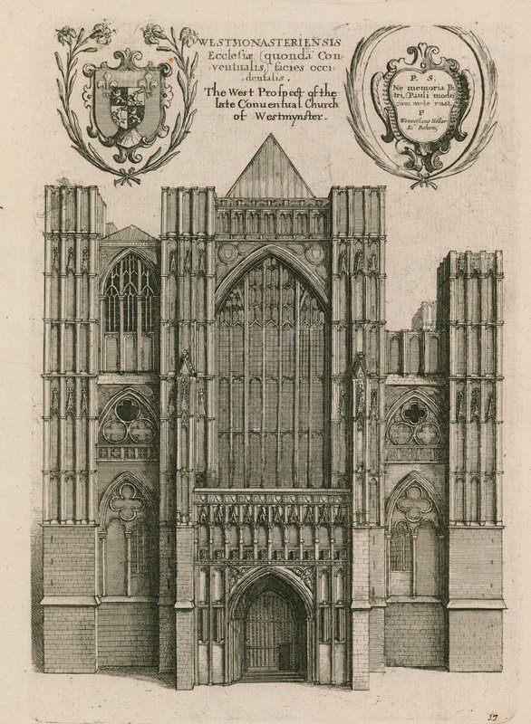 Die westliche Aussicht auf die ehemalige Klosterkirche von Westminster, London von Wenceslaus Hollar