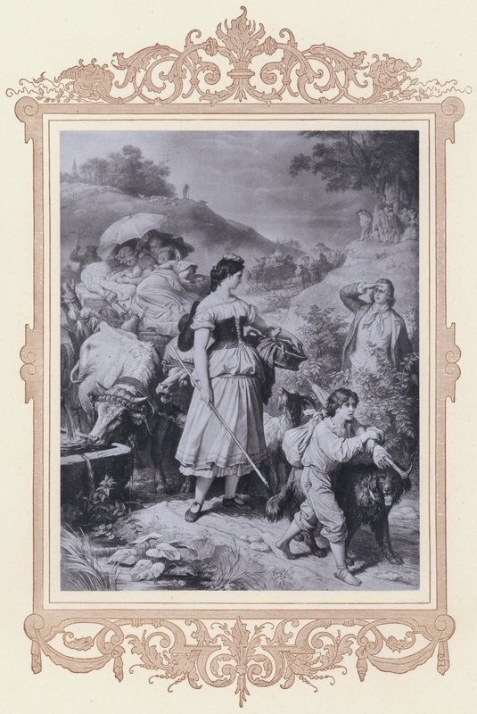 Dorothea und die Auswanderer, Hermann und Dorothea (Lithografie) von Wilhelm von (after) Kaulbach
