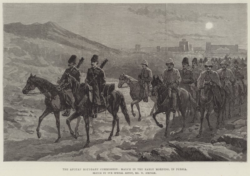 Die afghanische Grenzkommission, Marsch am frühen Morgen, in Persien von William Crimea Simpson