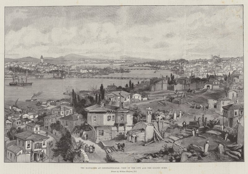 Die Massaker in Konstantinopel, Blick auf die Stadt und das Goldene Horn von William Crimea Simpson