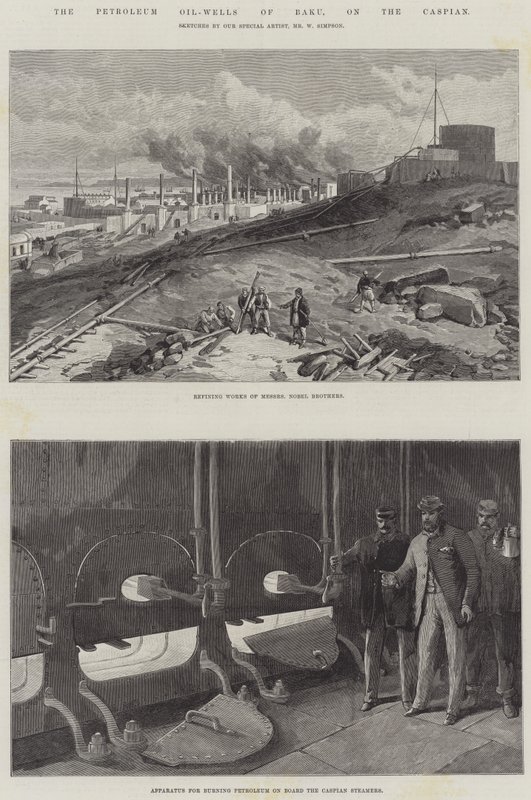 Die Erdölquellen von Baku am Kaspischen Meer von William Crimea Simpson