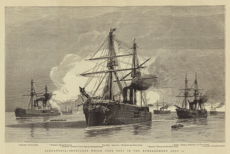 Alexandria, Panzerschiffe, die an der Bombardierung teilnahmen, 11. Juli von William Edward Atkins
