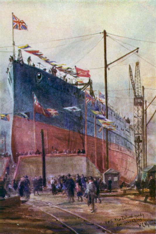 Schlachtkreuzer "Neuseeland" im Bau, 1912 von William Lionel Wyllie