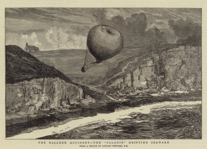 Der Ballonunfall, der Saladin treibt seewärts von William Lionel Wyllie