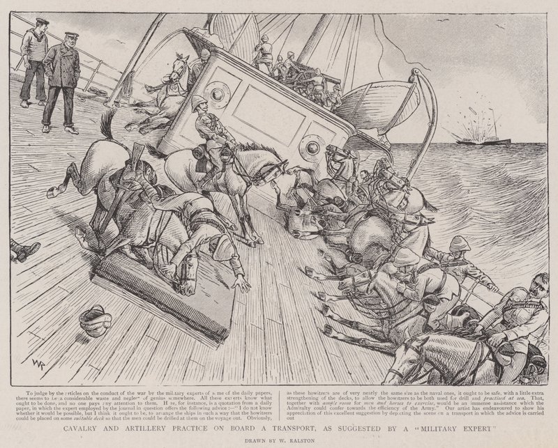 Kavallerie- und Artillerieübungen an Bord eines Transportschiffs, vorgeschlagen von einem Militärexperten von William Ralston