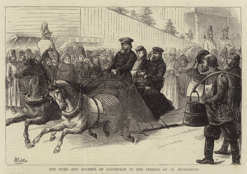 Der Herzog und die Herzogin von Edinburgh auf den Straßen von St. Petersburg von William Ralston