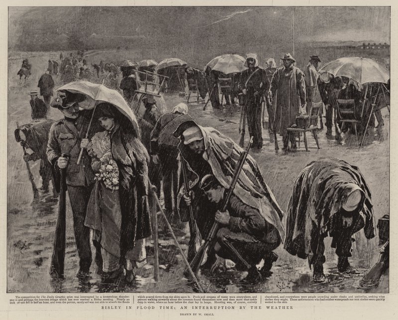 Bisley in der Flutzeit, eine Unterbrechung durch das Wetter von William Small
