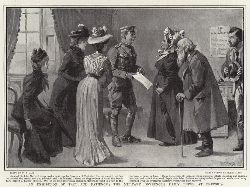 Eine Ausstellung von Takt und Geduld, die tägliche Audienz des Militärgouverneurs in Pretoria von William T. Maud