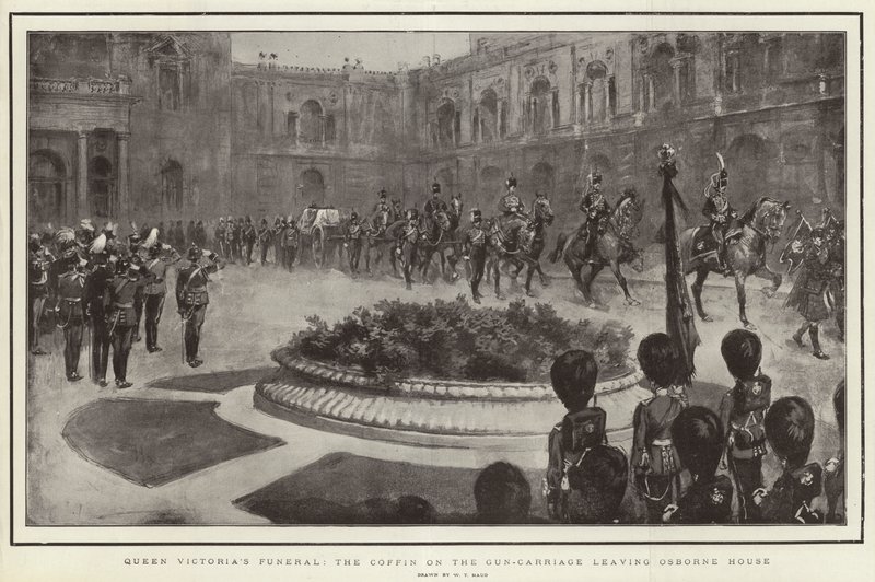 Begräbnis von Königin Victoria, der Sarg auf dem Geschützfahrzeug verlässt Osborne House von William T. Maud
