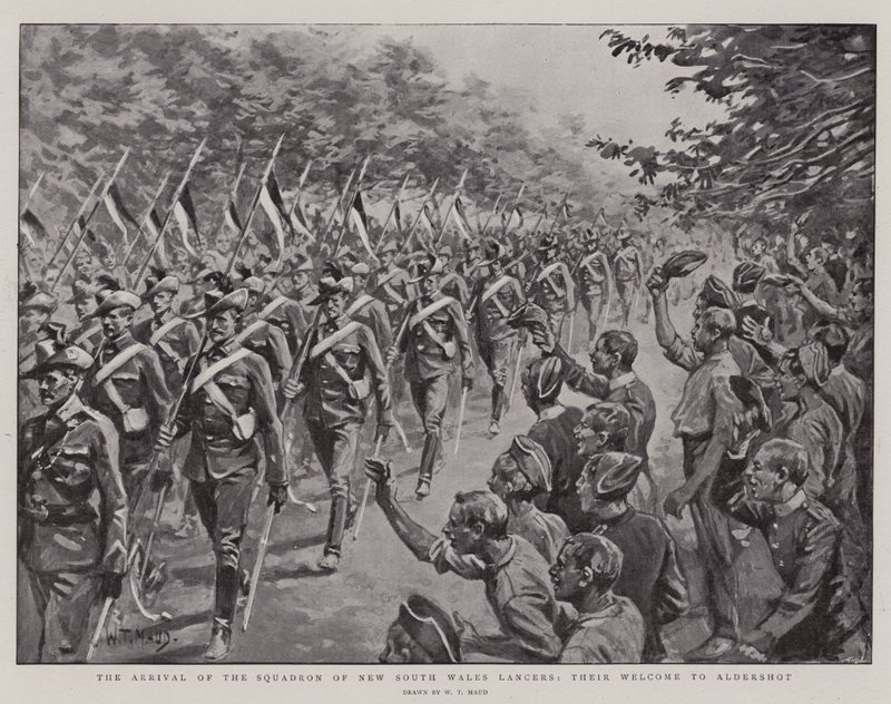 Die Ankunft des Geschwaders der New South Wales Lancers, ihr Empfang in Aldershot von William T. Maud