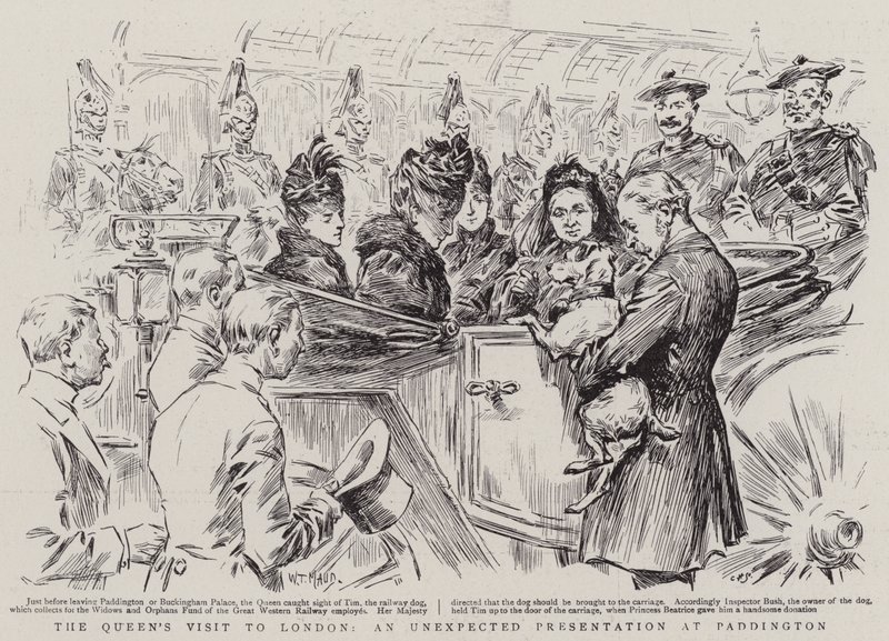 Der Besuch der Königin in London, eine unerwartete Präsentation in Paddington von William T. Maud