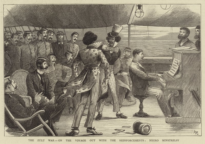 Der Zulukrieg, auf der Reise mit den Verstärkungen, schwarze Minstrelsy von William (after) Ralston