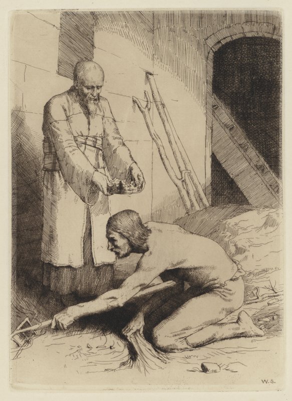 Bunyans Pilgerreise: Der Mann mit dem Mistrechen von William (after) Strang