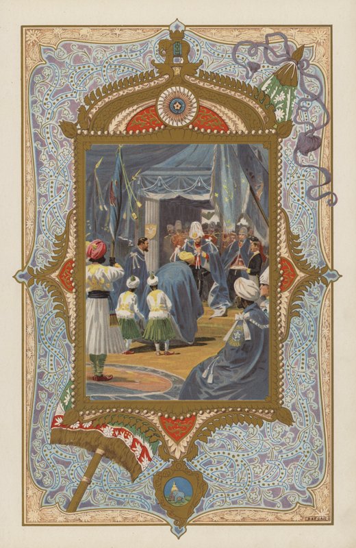 Der zukünftige König Edward VII. verleiht Prinzen den Stern von Indien in Kalkutta von William Barnes (after) Wollen
