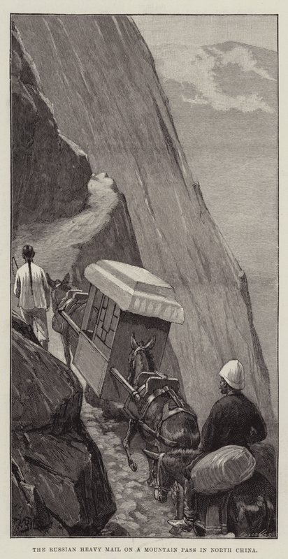 Die russische schwere Post auf einem Gebirgspass in Nordchina von William Barnes Wollen