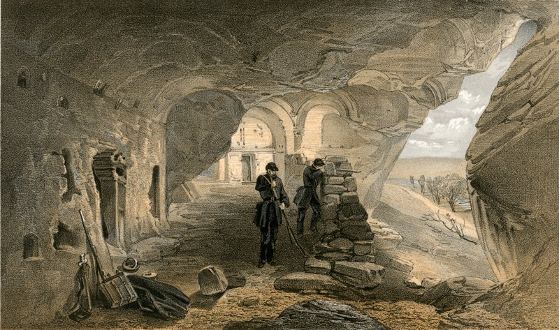 Ausgegrabene Kirche in den Höhlen von Inkermann, Blick nach Westen von William Crimea Simpson