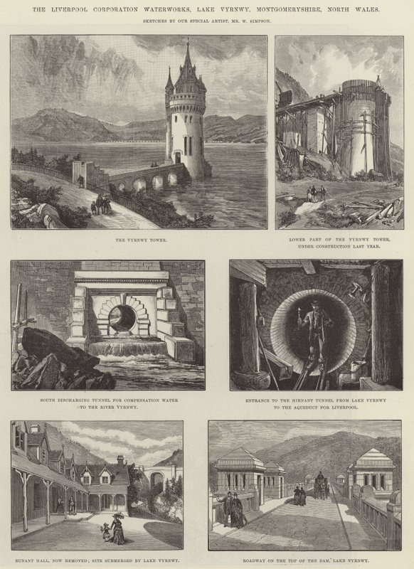 Die Wasserwerke der Liverpool Corporation, Lake Vyrnwy, Montgomeryshire, Nordwales von William Crimea Simpson
