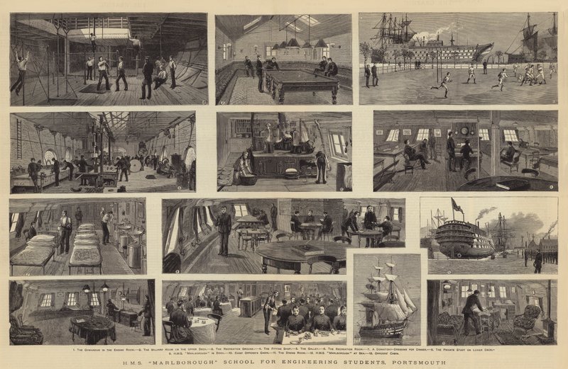 HMS Marlborough Schule für Ingenieurstudenten, Portsmouth von William Edward Atkins
