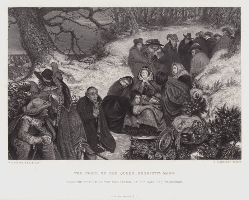 Die Gefahr der Königin Henrietta Maria (Gravur) von William Frederick Yeames