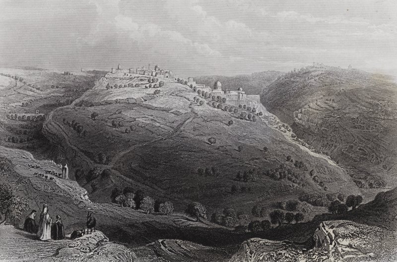Berg Zion, Jerusalem, vom Hügel des bösen Rates von William H. Bartlett