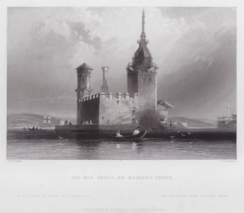 Der Guz Couli oder Mädchenturm (Gravur) von William H. Bartlett