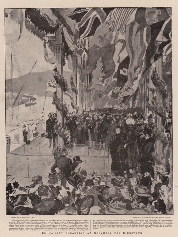 Ihre Majestät geht in Holyhead an Bord nach Kingstown von William Hatherell