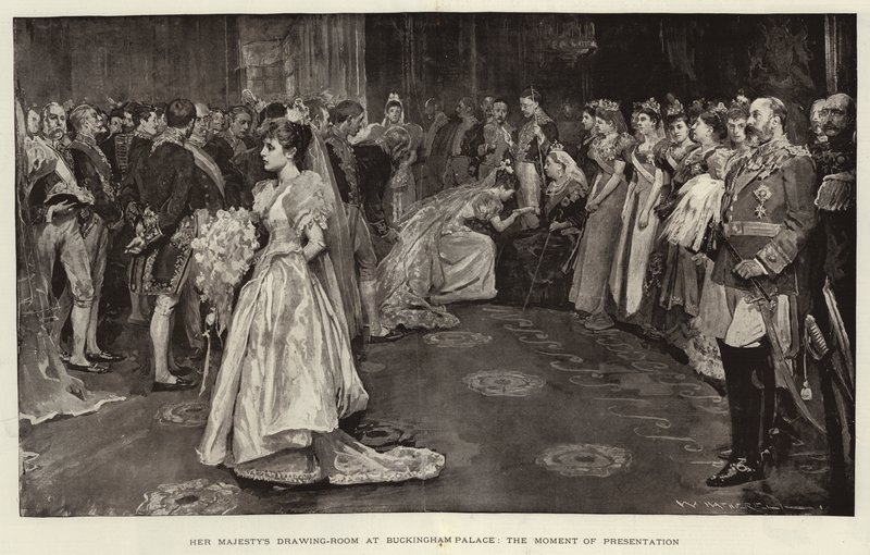 Der Zeichensaal Ihrer Majestät im Buckingham Palace, der Moment der Präsentation von William Hatherell