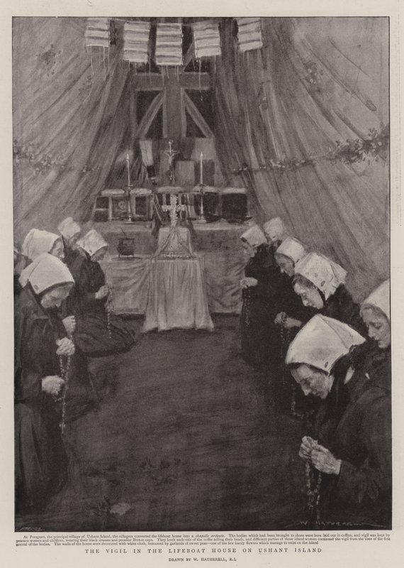 Die Wache im Rettungsbootshaus auf der Insel Ushant von William Hatherell