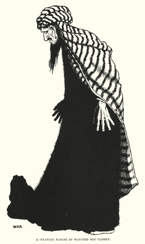 Ein Fremder, der vorbeiging, beobachtete ihn genau (Gravur) von William Heath Robinson