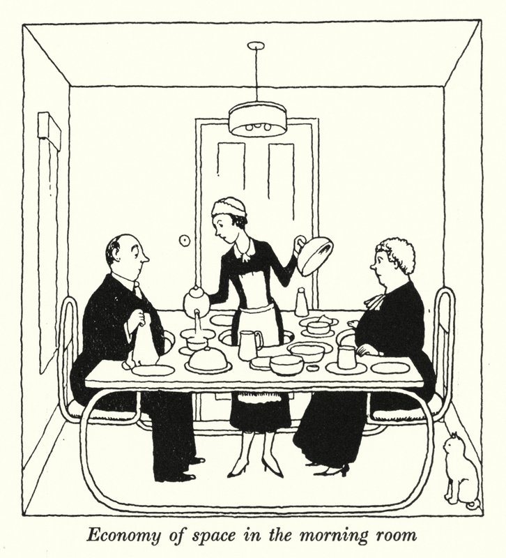 Raumökonomie im Morgenraum von William Heath Robinson
