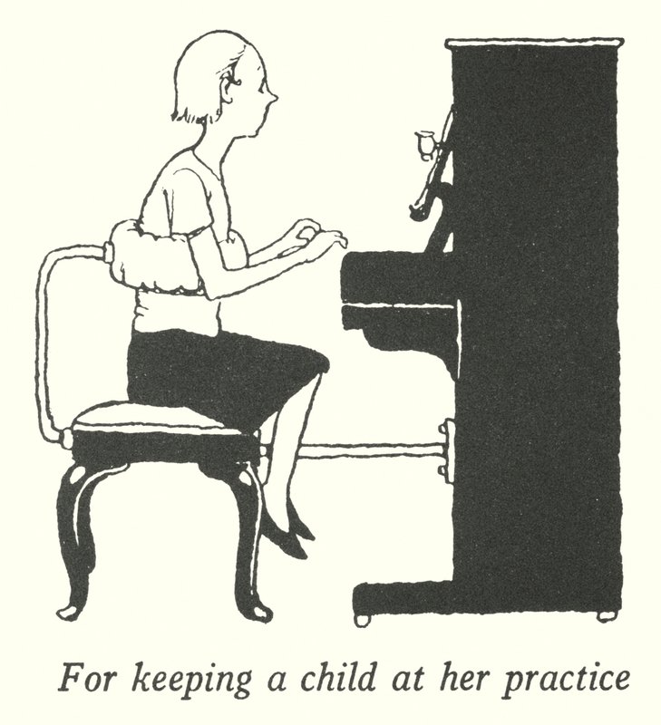 Um ein Kind bei ihrer Übung zu halten (Lithografie) von William Heath Robinson