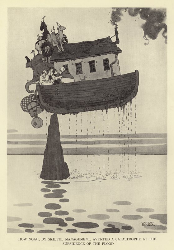 Wie Noah durch geschicktes Management eine Katastrophe beim Rückgang der Flut verhinderte von William Heath Robinson