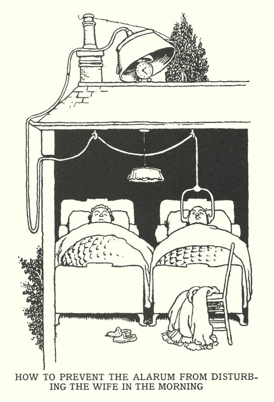 Wie man verhindert, dass der Wecker die Frau am Morgen stört von William Heath Robinson