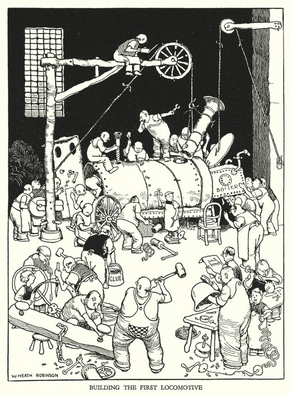 Illustration für Railway Ribaldry von W Heath Robinson von William Heath Robinson