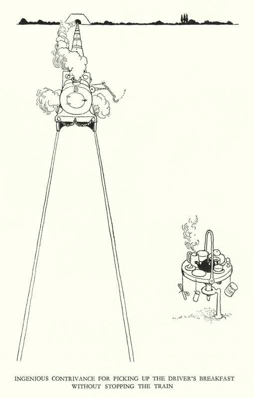 Illustration für Railway Ribaldry von W Heath Robinson (Lithographie) von William Heath Robinson