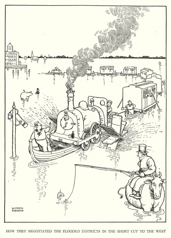 Illustration für Railway Ribaldry von W Heath Robinson (Lithographie) von William Heath Robinson