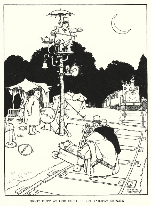 Illustration für Railway Ribaldry von W Heath Robinson von William Heath Robinson