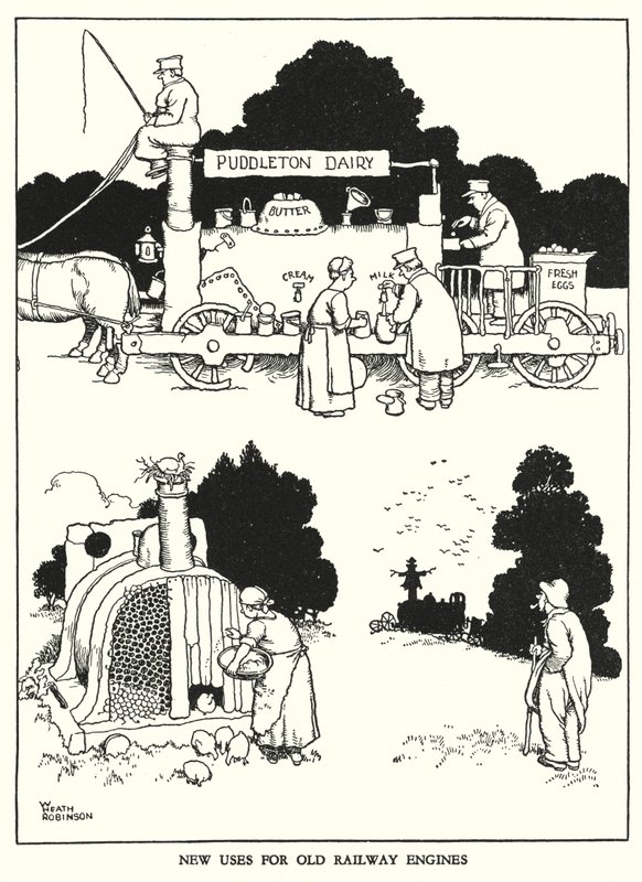 Illustration für Railway Ribaldry von W Heath Robinson von William Heath Robinson