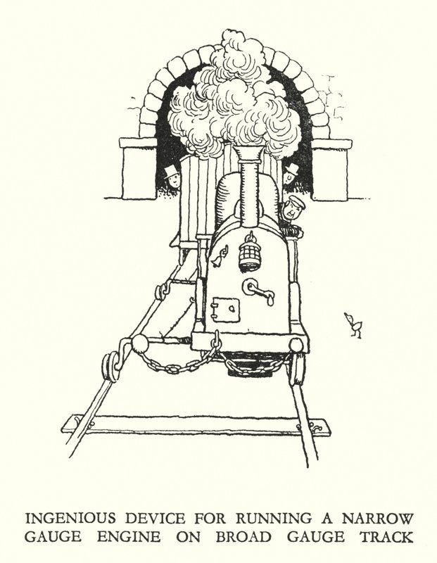 Illustration für Railway Ribaldry von W Heath Robinson (Lithografie) von William Heath Robinson