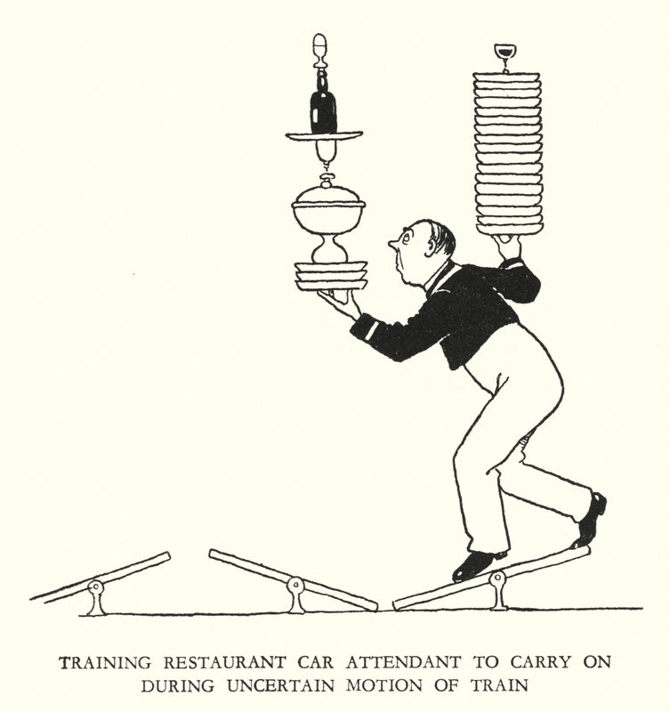 Illustration für Railway Ribaldry von W Heath Robinson (Lithografie) von William Heath Robinson