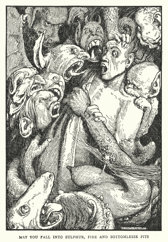 Mögest du in Schwefel, Feuer und bodenlose Gruben fallen von William Heath Robinson
