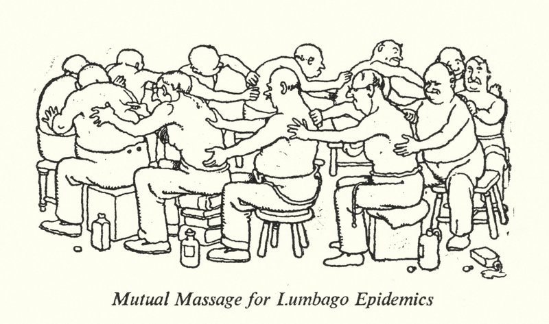 Gegenseitige Massage bei Lumbago-Epidemien von William Heath Robinson