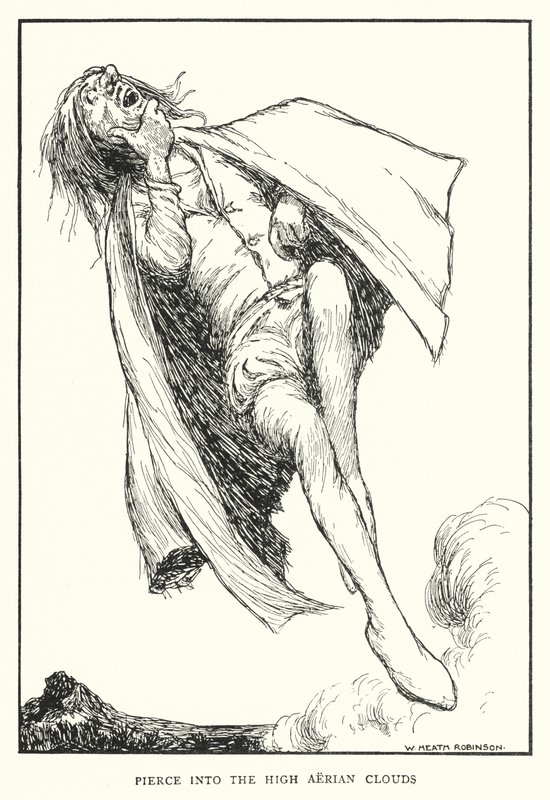 Dringe in die hohen luftigen Wolken ein von William Heath Robinson