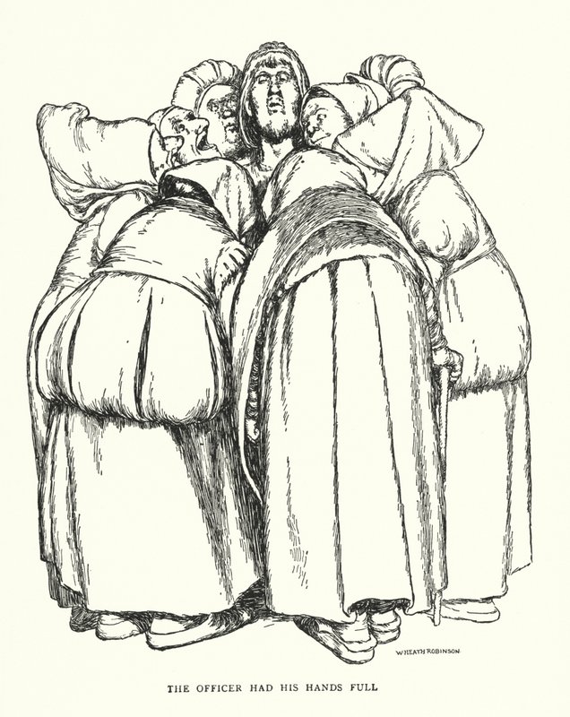 Der Offizier hatte alle Hände voll zu tun von William Heath Robinson