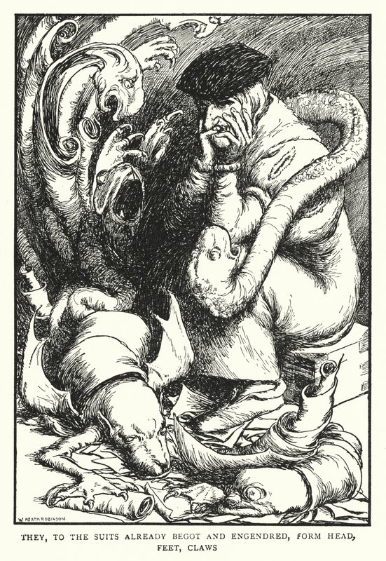 Sie formen Kopf, Füße, Klauen zu den bereits gezeugten und gezeugten Anzügen von William Heath Robinson